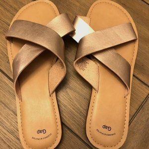 GAP Rose Gold Crisscross Slip On Sandals